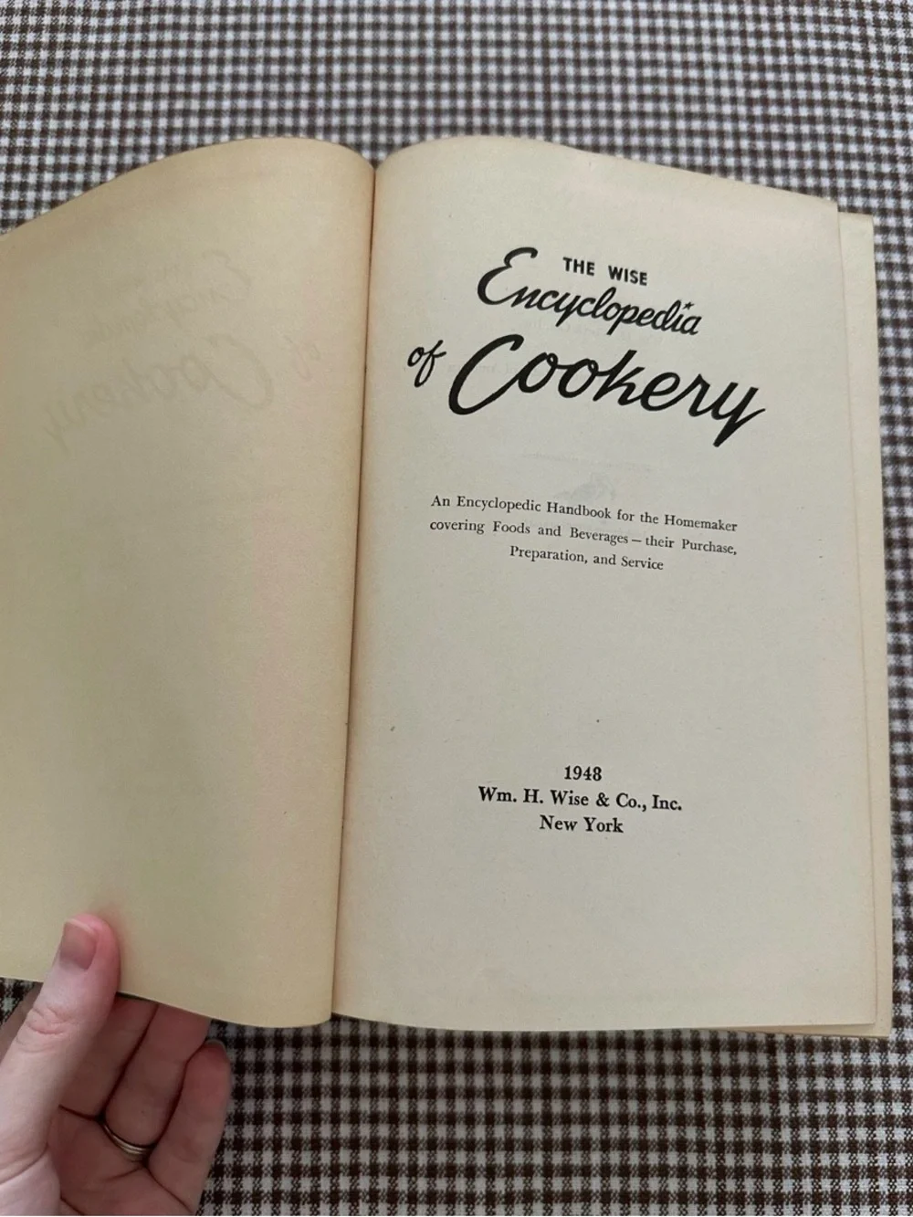Vintage 1948 The Wise Encyclopedia of Cookery Hardcover Cookbook Old Recipes